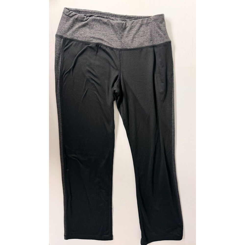 BCG Women's M Black Gray Foldover Waist Bootcut Yoga Pants